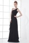 Noire robe de soirée asymétrique longue ornée de strass en mousseline