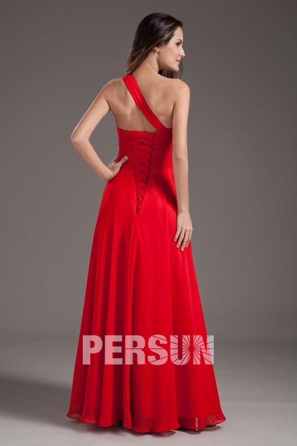 robe ceremonie rouge lacée avec une seule bretelle mini prix