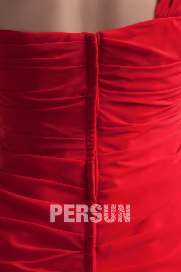 boutique robe rouge plissée fermeture eclair dos