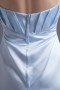 Robe d'été pour demoiselle d'honneur en satin bleu bustier en ruché dressé sans manche