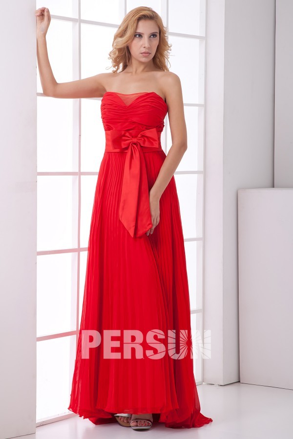 robe de soirée rouge bustier plissé