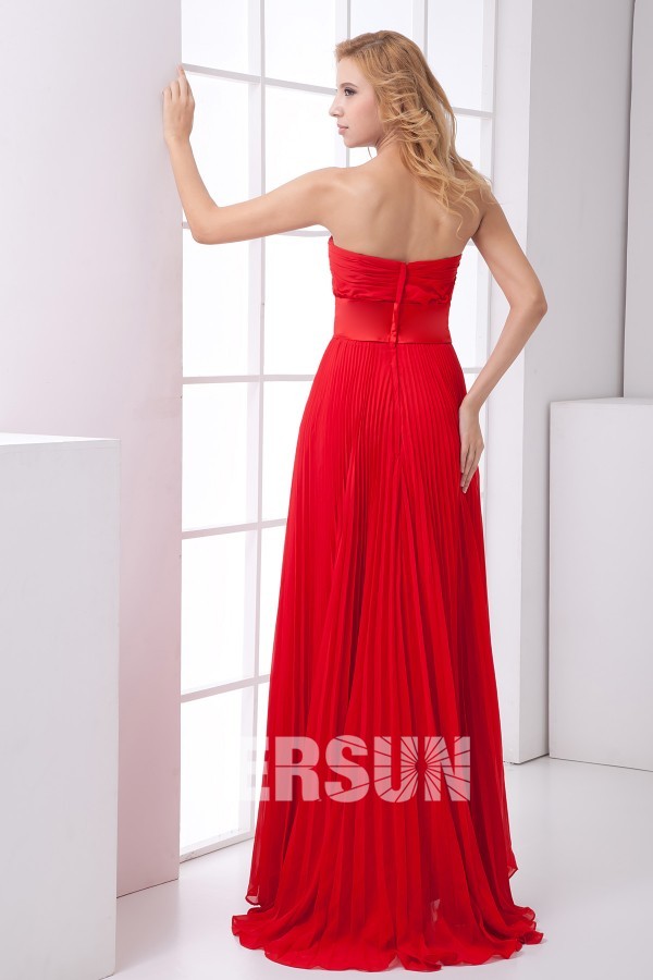 robe rouge longue plissé dos nu