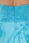 Robe bustier pailletée ornée de perles ligne-A en tulle bleu