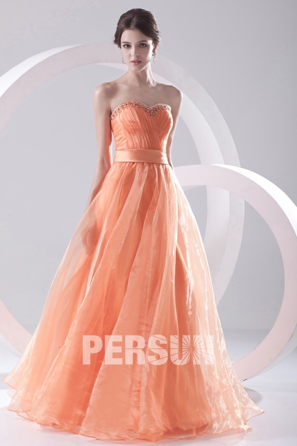 robe de mariée orange bustier coeur plissé