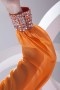 Robe demoiselle d'honneur orange col V à manche longue