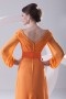 Robe demoiselle d'honneur orange col V à manche longue
