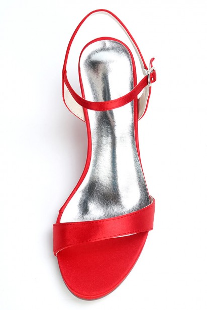 Sandales de mariage simple rouge talon compens Persun.fr