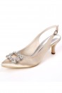 Slingback petit talon bleu marine pour soirée avec strass carré