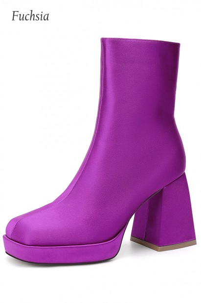 Sublime Bottines fuchsia minimalisme à talon épais