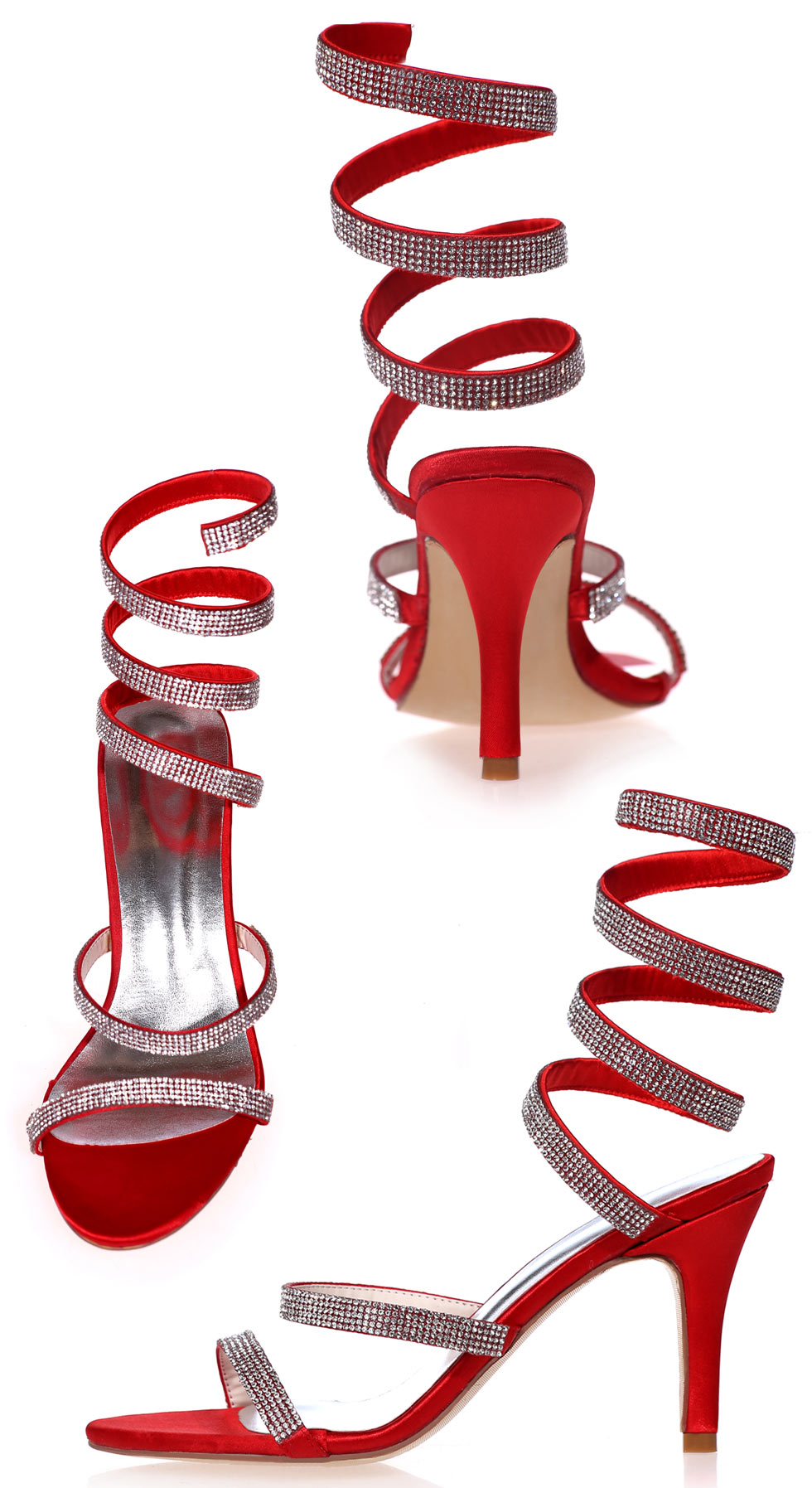 sandales femme spiral rouge strass pas cher